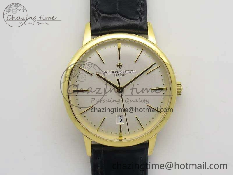 Patrimony 85150 YG MKF 1:1 Best Edition Silver White Dial On Black Leather Cal.2450SC