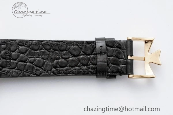 Patrimony Date RG PPF 1:1 Best Edition Black Dial on Black Leather Strap MIYOTA 9015