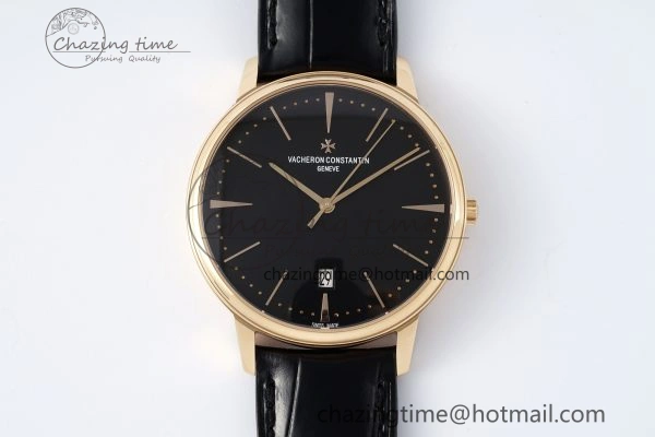 Patrimony Date RG PPF 1:1 Best Edition Black Dial on Black Leather Strap MIYOTA 9015
