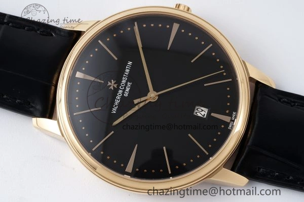 Patrimony Date RG PPF 1:1 Best Edition Black Dial on Black Leather Strap MIYOTA 9015