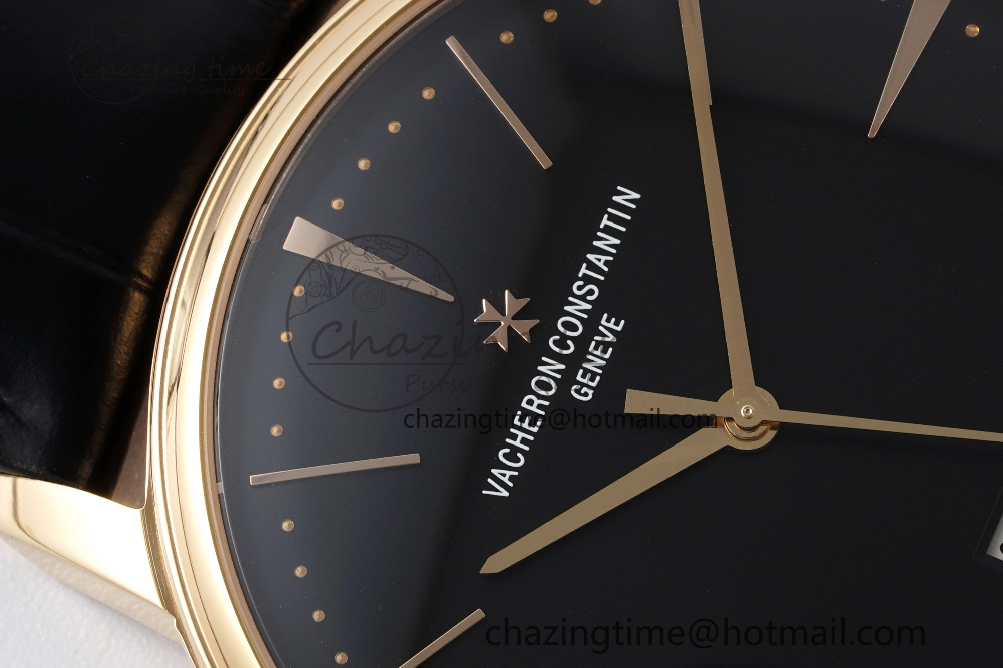 Patrimony Date RG PPF 1:1 Best Edition Black Dial on Black Leather Strap MIYOTA 9015