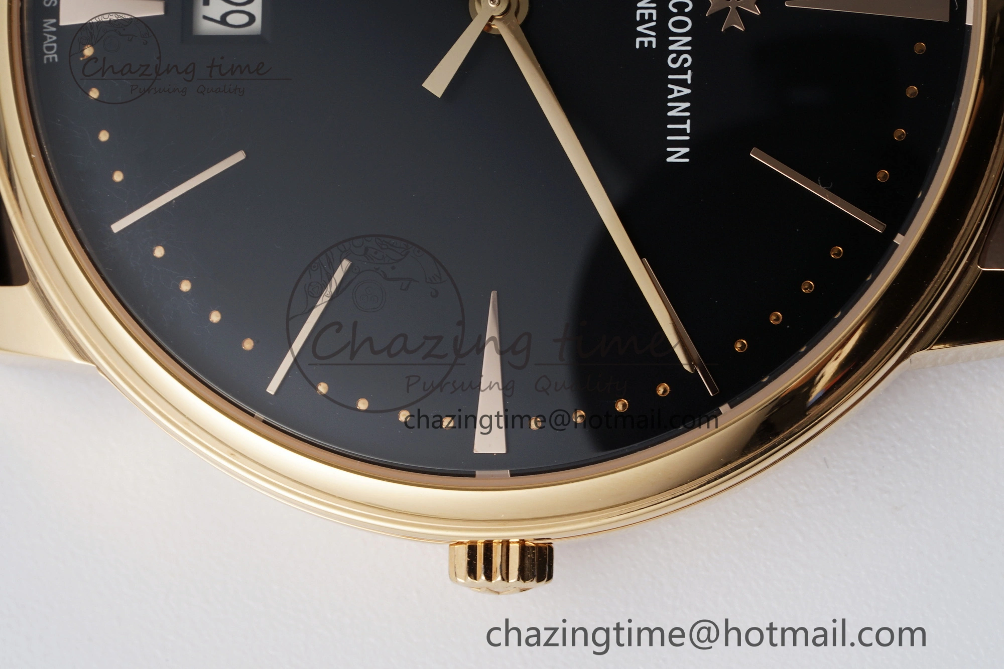 Patrimony Date RG PPF 1:1 Best Edition Black Dial on Black Leather Strap MIYOTA 9015
