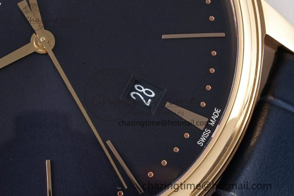 Patrimony Date RG PPF 1:1 Best Edition Black Dial on Black Leather Strap MIYOTA 9015