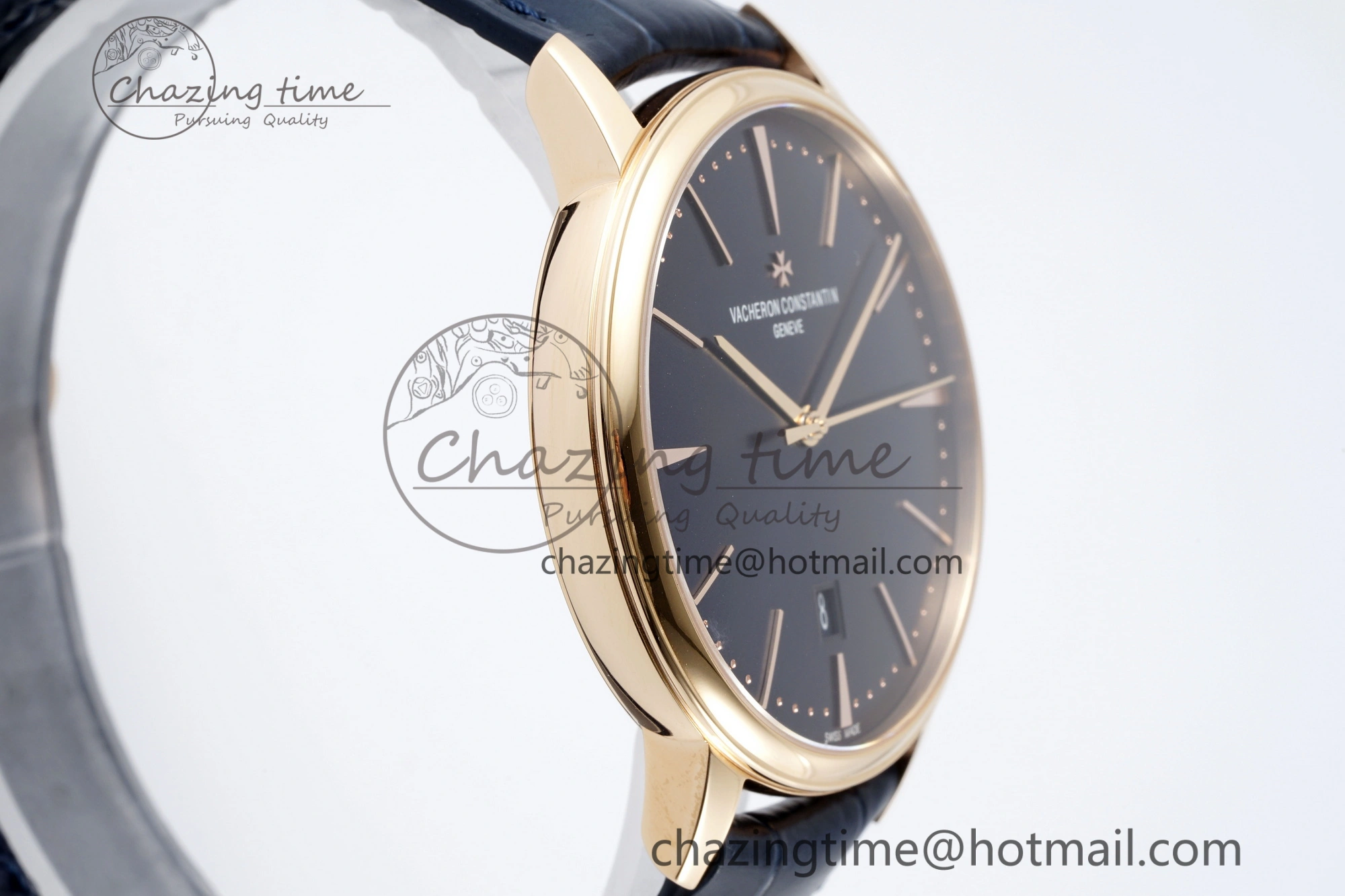Patrimony Date RG PPF 1:1 Best Edition Black Dial on Black Leather Strap MIYOTA 9015