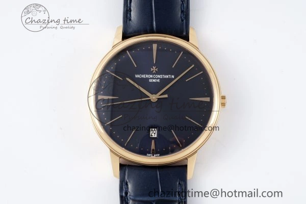 Patrimony Date RG PPF 1:1 Best Edition Blue Dial on Blue Leather Strap MIYOTA 9015