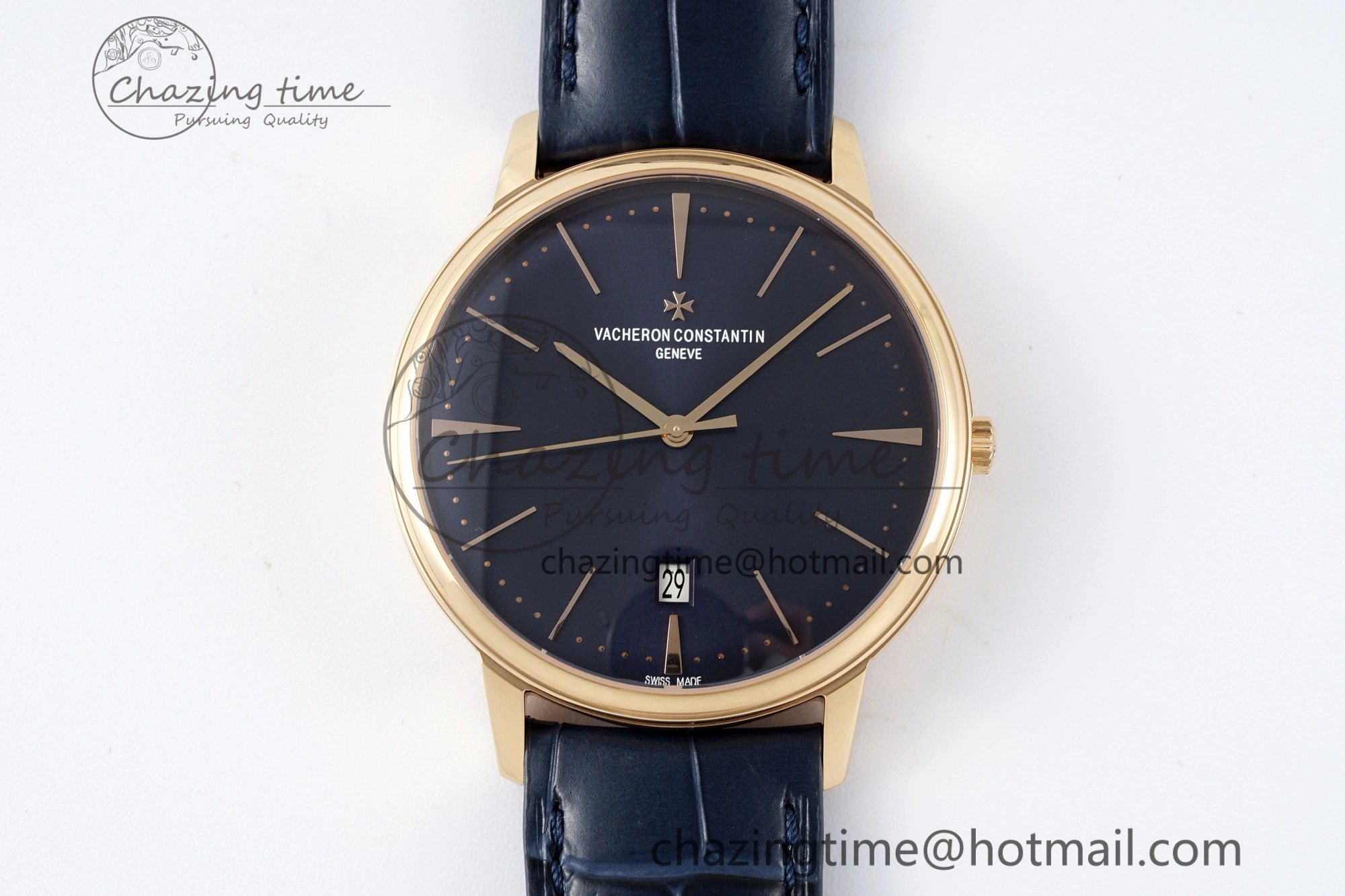 Patrimony Date RG PPF 1:1 Best Edition Blue Dial on Blue Leather Strap MIYOTA 9015