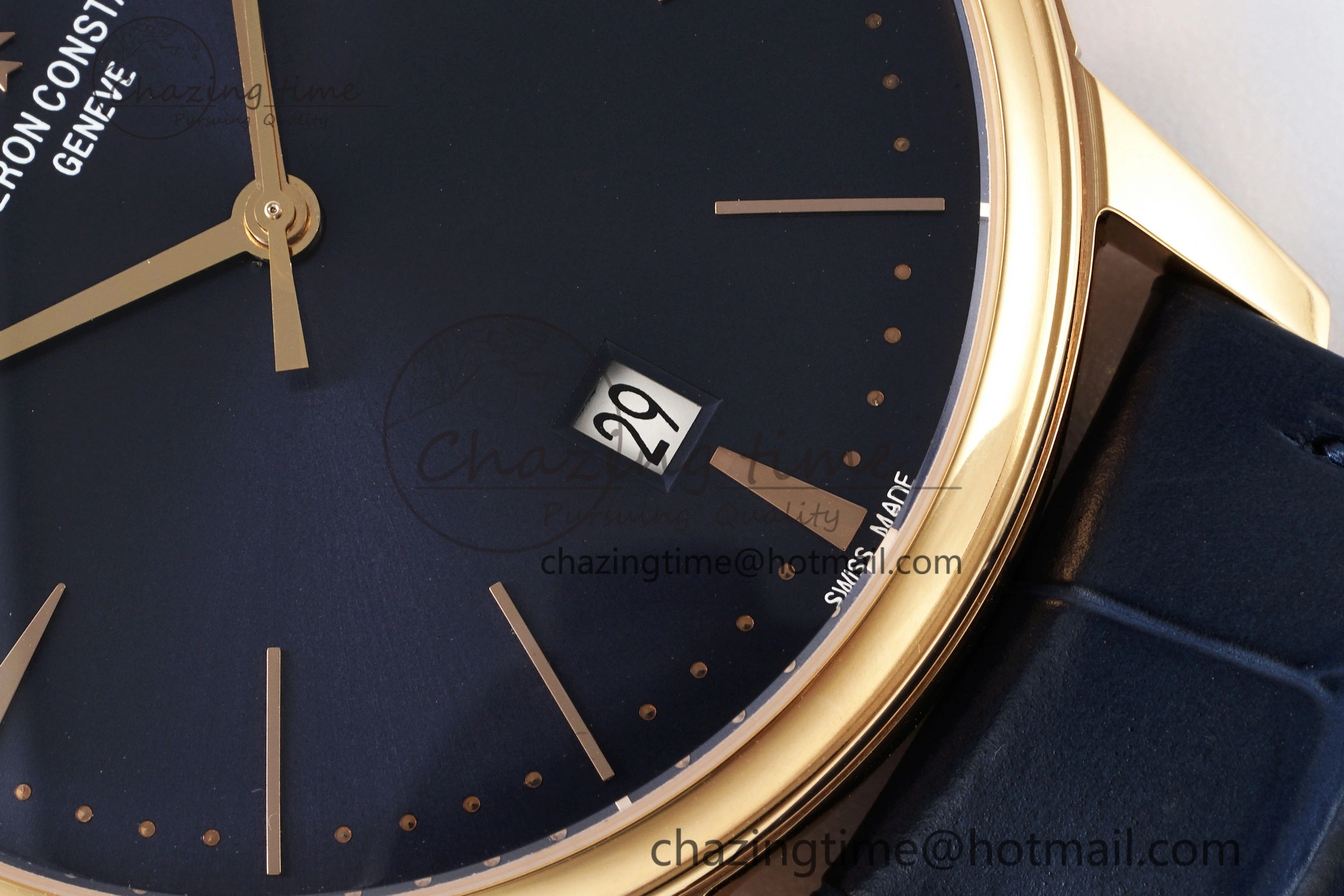 Patrimony Date RG PPF 1:1 Best Edition Blue Dial on Blue Leather Strap MIYOTA 9015