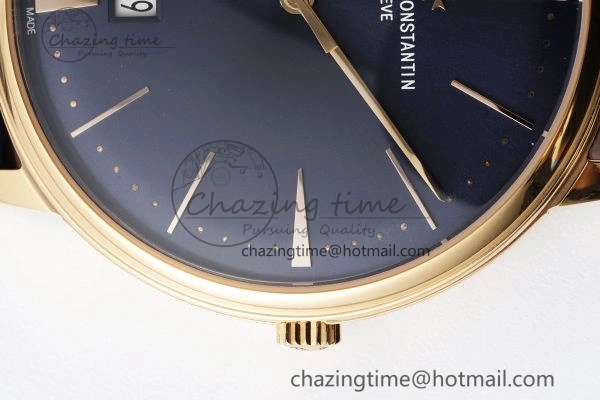 Patrimony Date RG PPF 1:1 Best Edition Blue Dial on Blue Leather Strap MIYOTA 9015