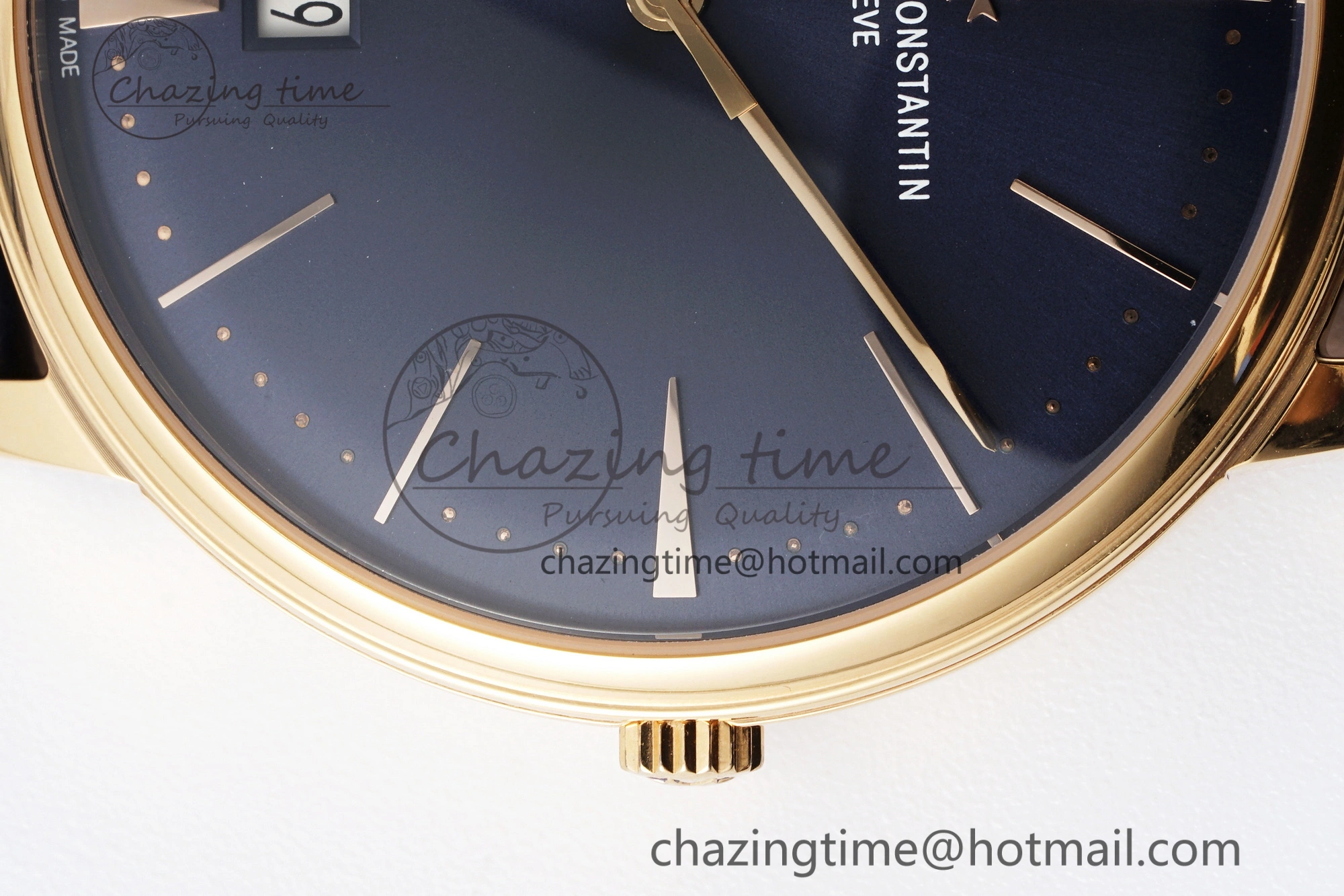 Patrimony Date RG PPF 1:1 Best Edition Blue Dial on Blue Leather Strap MIYOTA 9015