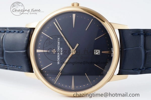 Patrimony Date RG PPF 1:1 Best Edition Blue Dial on Blue Leather Strap MIYOTA 9015