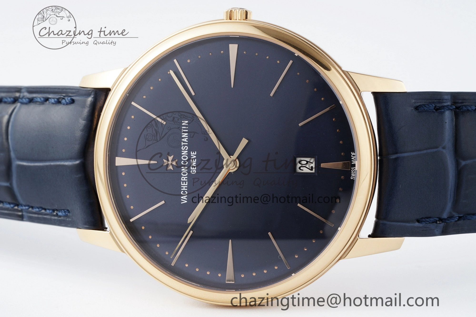 Patrimony Date RG PPF 1:1 Best Edition Blue Dial on Blue Leather Strap MIYOTA 9015
