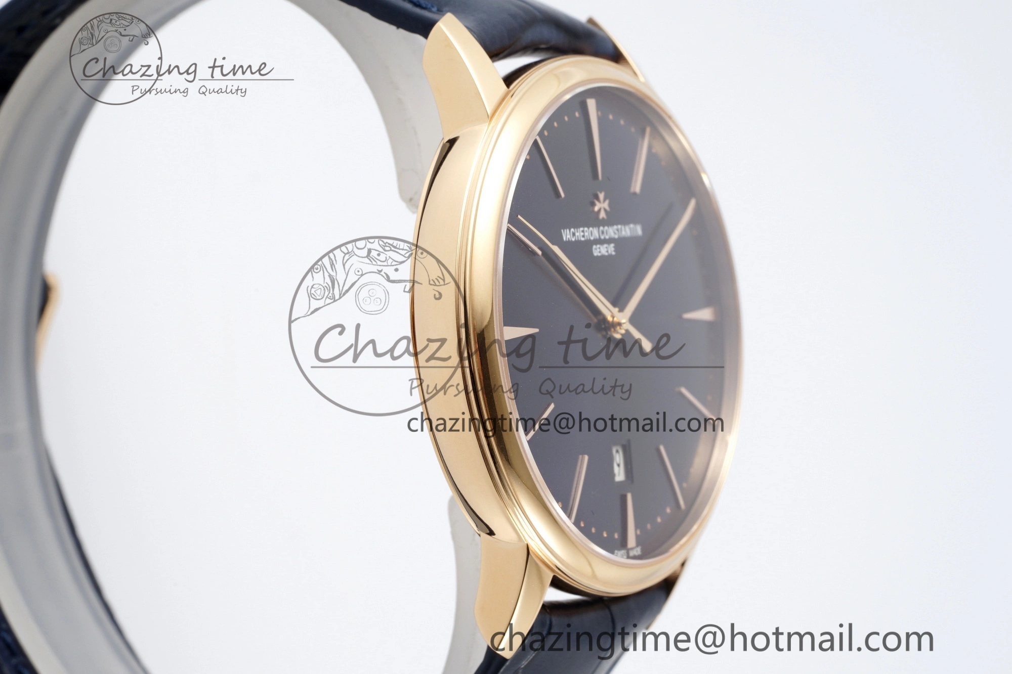 Patrimony Date RG PPF 1:1 Best Edition Blue Dial on Blue Leather Strap MIYOTA 9015
