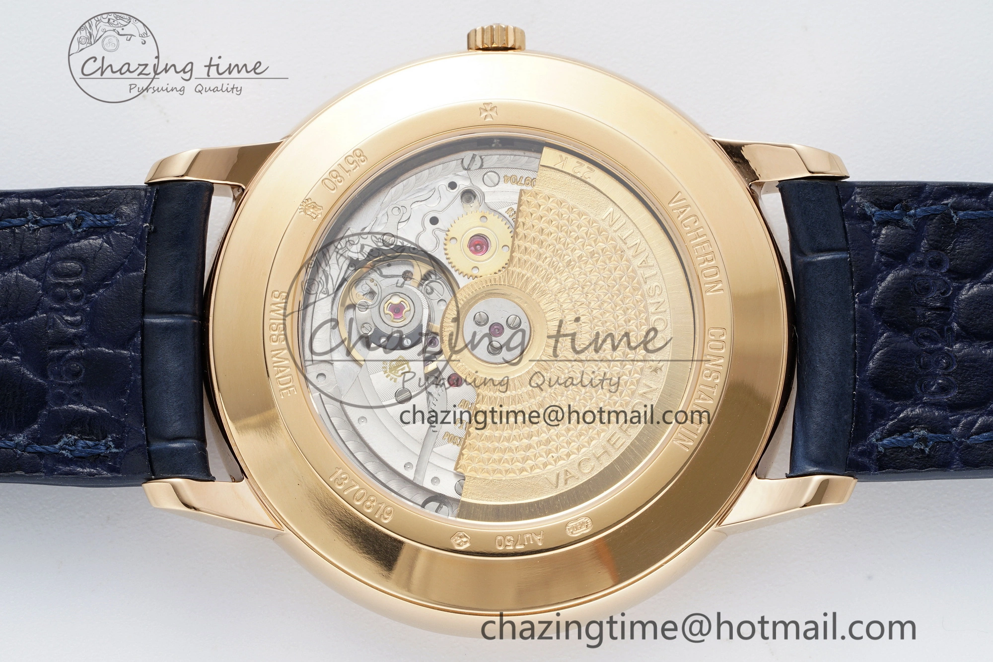 Patrimony Date RG PPF 1:1 Best Edition Blue Dial on Blue Leather Strap MIYOTA 9015