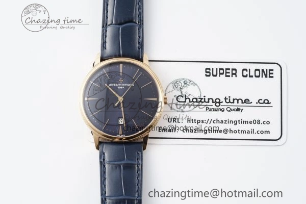Patrimony Date RG PPF 1:1 Best Edition Blue Dial on Blue Leather Strap MIYOTA 9015