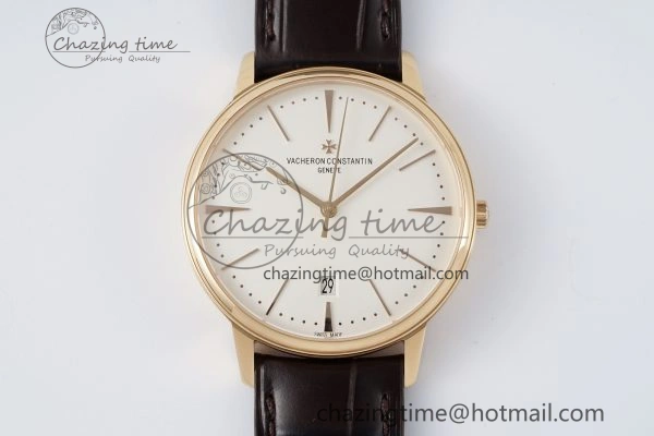 Patrimony Date RG PPF 1:1 Best Edition White Dial on Brown Leather Strap MIYOTA 9015