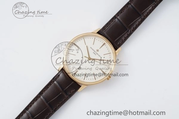 Patrimony Date RG PPF 1:1 Best Edition White Dial on Brown Leather Strap MIYOTA 9015