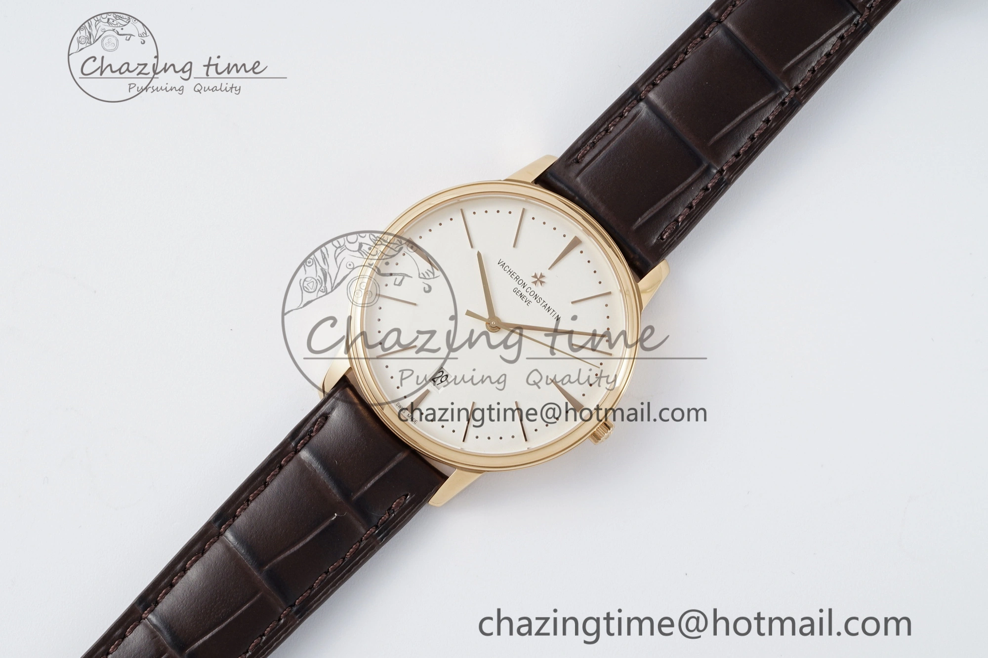 Patrimony Date RG PPF 1:1 Best Edition White Dial on Brown Leather Strap MIYOTA 9015