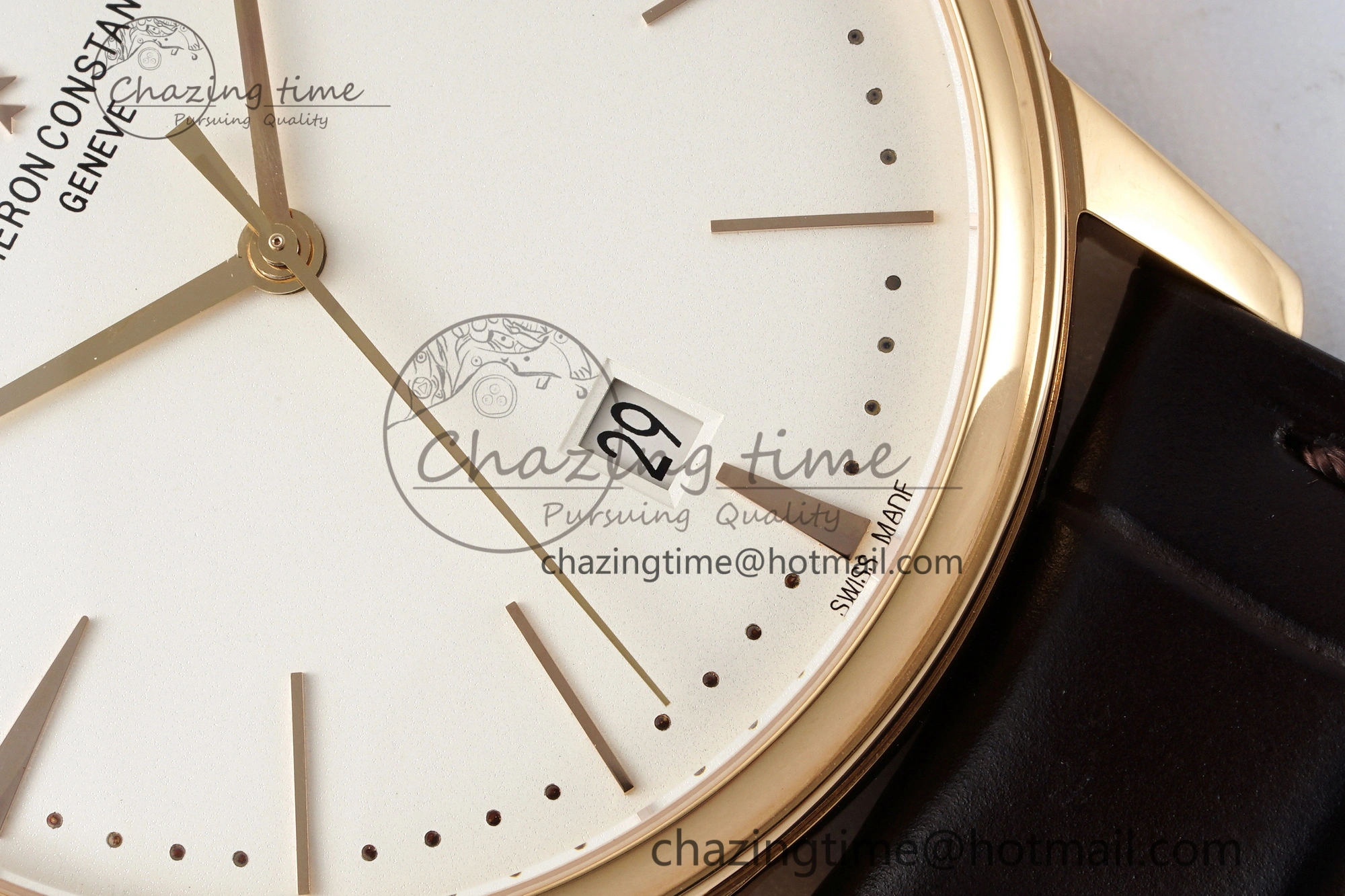 Patrimony Date RG PPF 1:1 Best Edition White Dial on Brown Leather Strap MIYOTA 9015