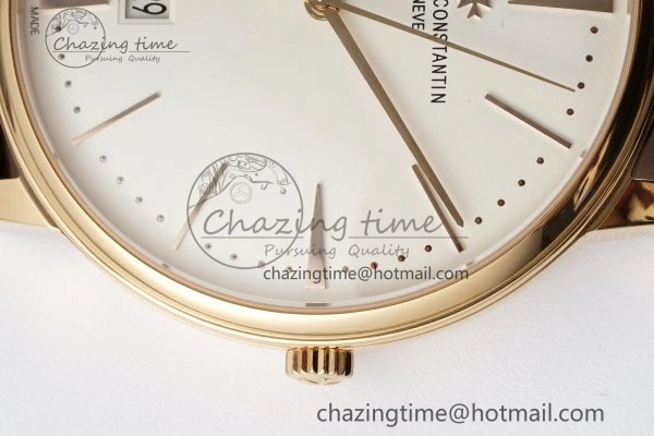 Patrimony Date RG PPF 1:1 Best Edition White Dial on Brown Leather Strap MIYOTA 9015