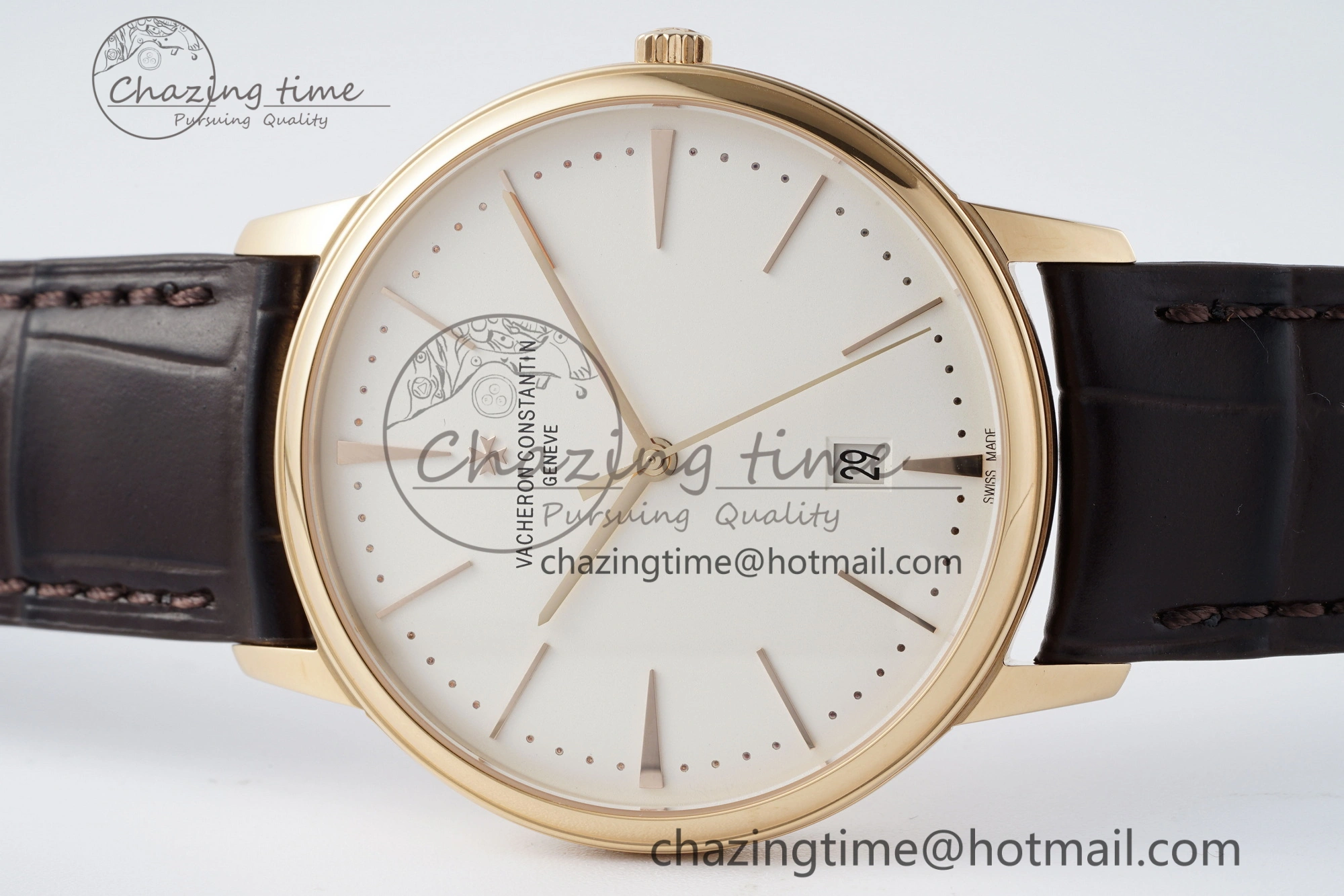 Patrimony Date RG PPF 1:1 Best Edition White Dial on Brown Leather Strap MIYOTA 9015