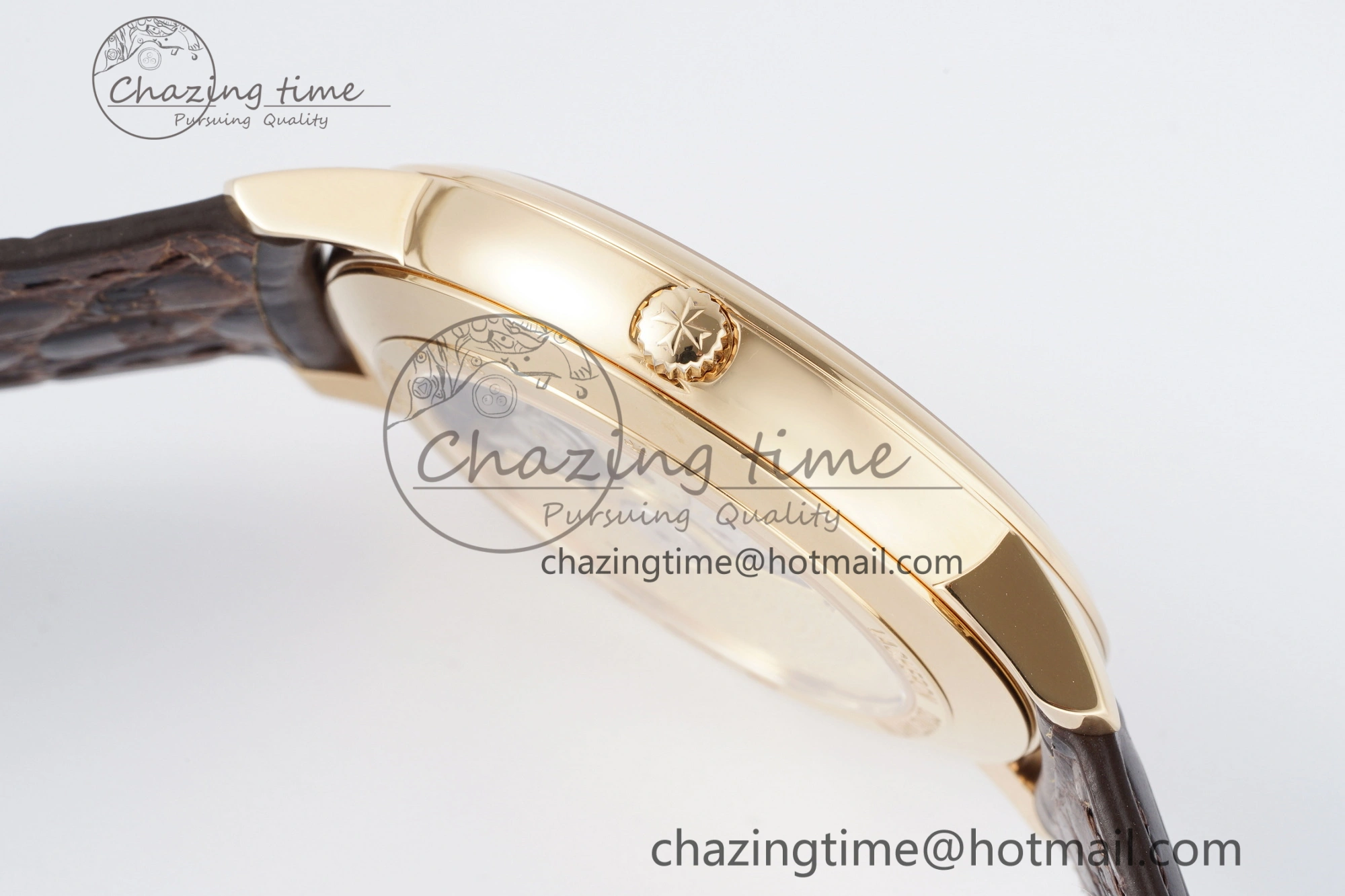 Patrimony Date RG PPF 1:1 Best Edition White Dial on Brown Leather Strap MIYOTA 9015
