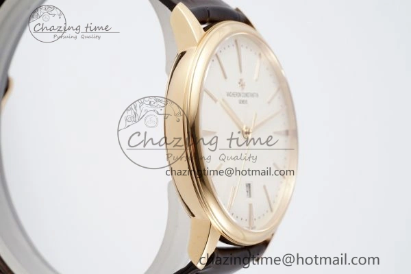 Patrimony Date RG PPF 1:1 Best Edition White Dial on Brown Leather Strap MIYOTA 9015