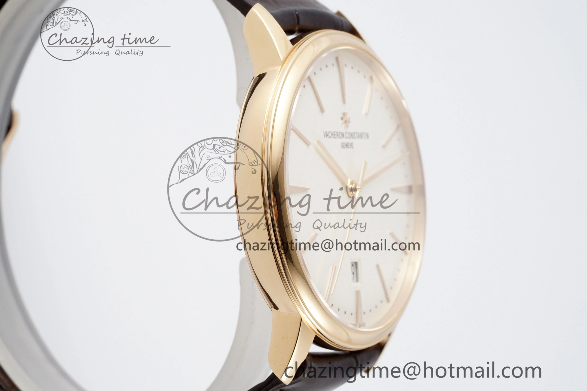 Patrimony Date RG PPF 1:1 Best Edition White Dial on Brown Leather Strap MIYOTA 9015