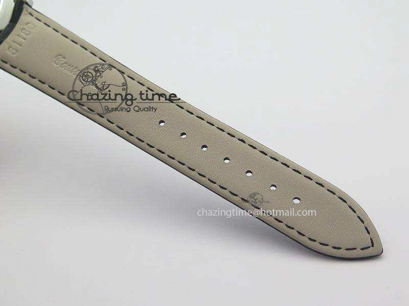 Patrimony Date SS Best Edition Gray Dial On Black Leather Strap Swiss Quartz