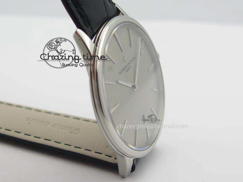 Patrimony Date SS Best Edition Gray Dial On Black Leather Strap Swiss Quartz