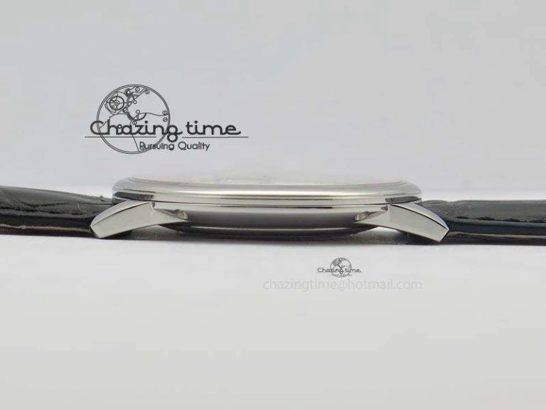 Patrimony Date SS Best Edition Gray Dial On Black Leather Strap Swiss Quartz