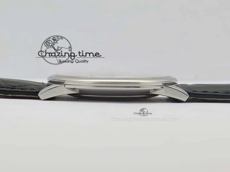Patrimony Date SS Best Edition Gray Dial On Black Leather Strap Swiss Quartz