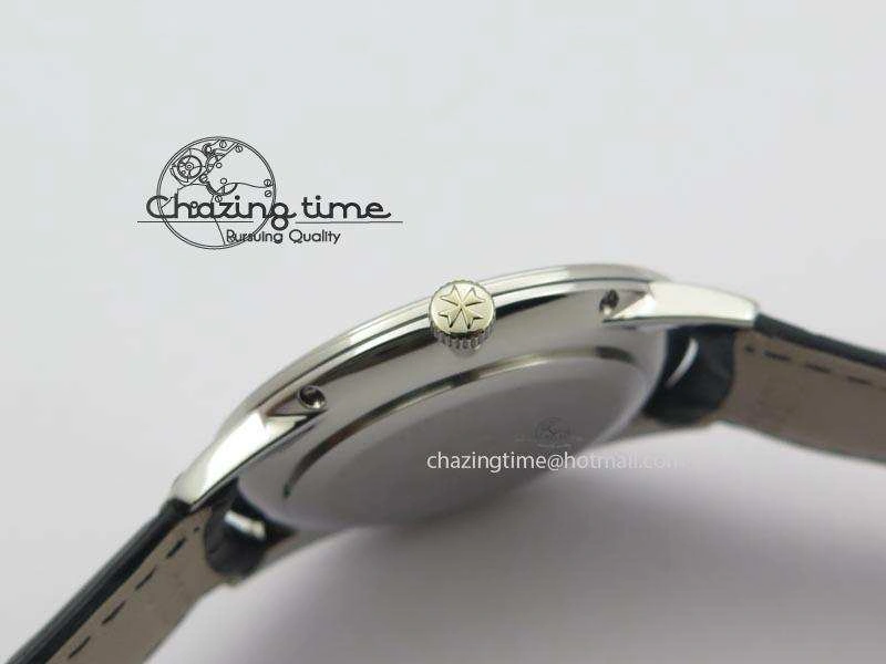Patrimony Date SS Best Edition Gray Dial On Black Leather Strap Swiss Quartz