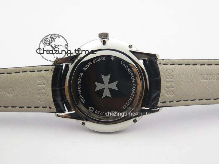Patrimony Date SS Best Edition Gray Dial On Black Leather Strap Swiss Quartz