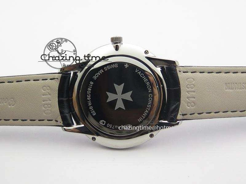 Patrimony Date SS Best Edition Gray Dial On Black Leather Strap Swiss Quartz
