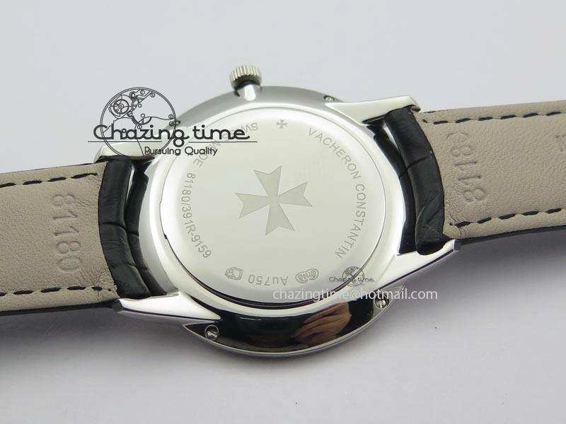 Patrimony Date SS Best Edition Gray Dial On Black Leather Strap Swiss Quartz