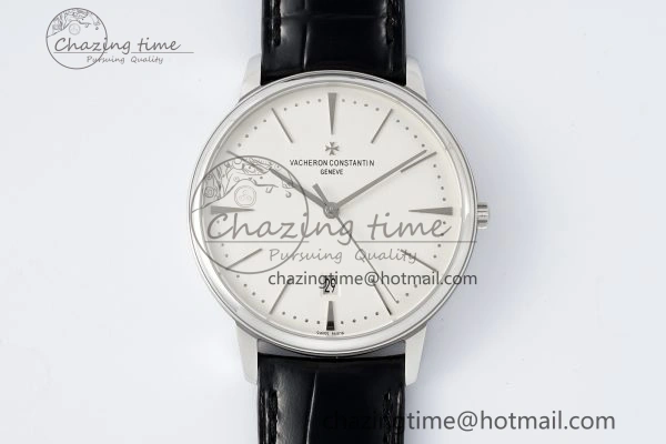 Patrimony Date SS PPF 1:1 Best Edition White Dial on Black Leather Strap MIYOTA 9015
