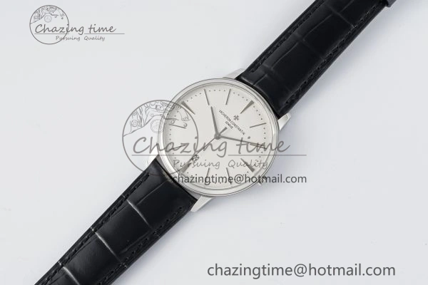 Patrimony Date SS PPF 1:1 Best Edition White Dial on Black Leather Strap MIYOTA 9015