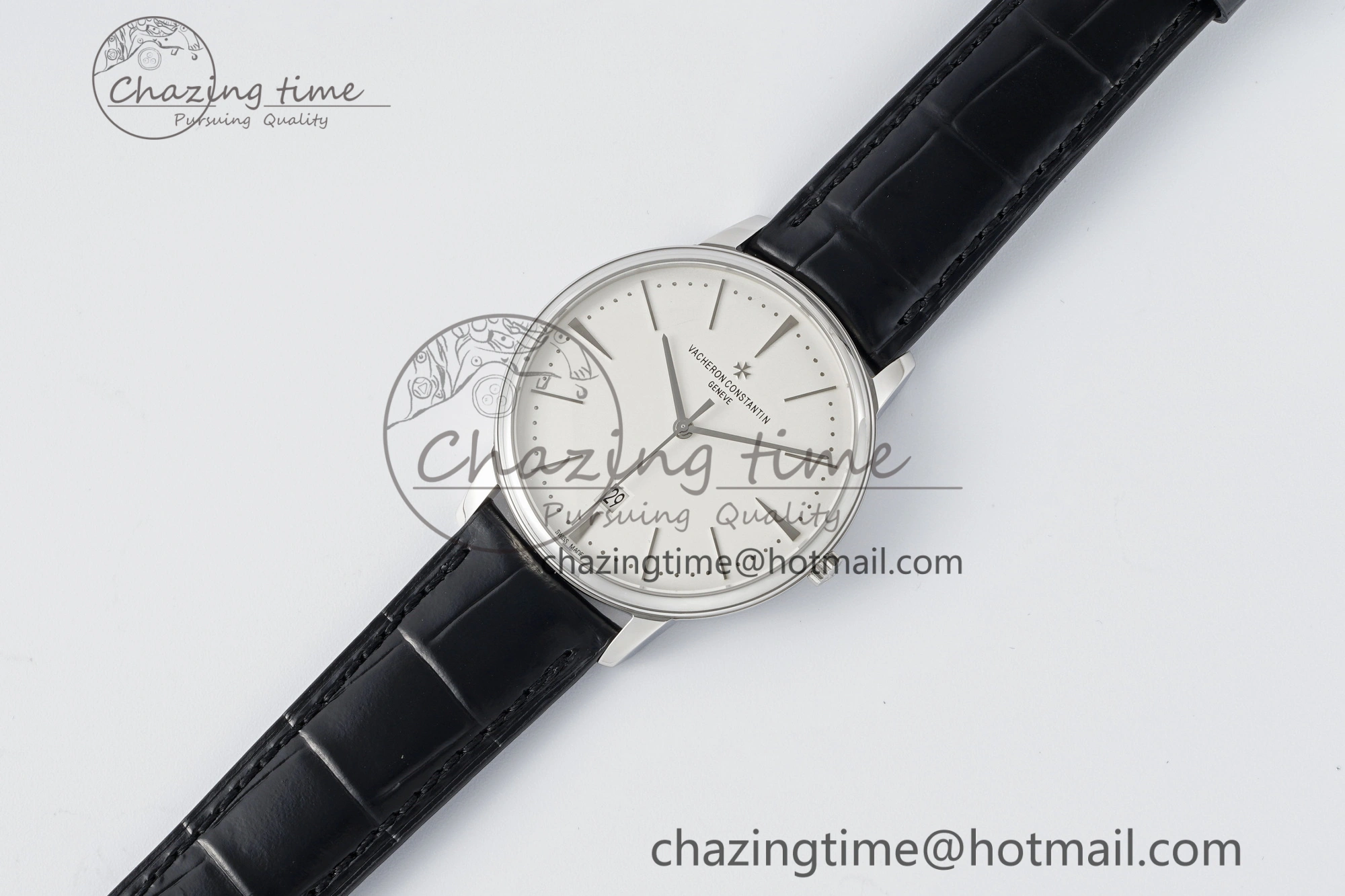 Patrimony Date SS PPF 1:1 Best Edition White Dial on Black Leather Strap MIYOTA 9015