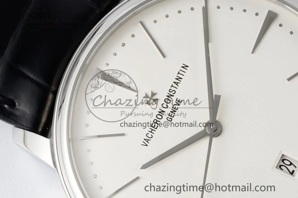 Patrimony Date SS PPF 1:1 Best Edition White Dial on Black Leather Strap MIYOTA 9015