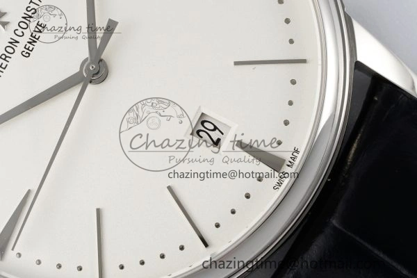 Patrimony Date SS PPF 1:1 Best Edition White Dial on Black Leather Strap MIYOTA 9015