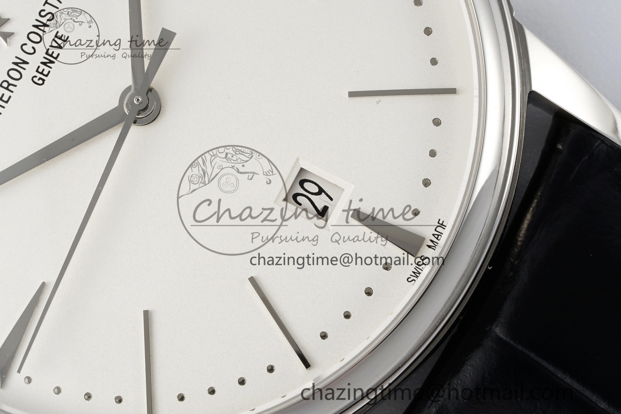 Patrimony Date SS PPF 1:1 Best Edition White Dial on Black Leather Strap MIYOTA 9015