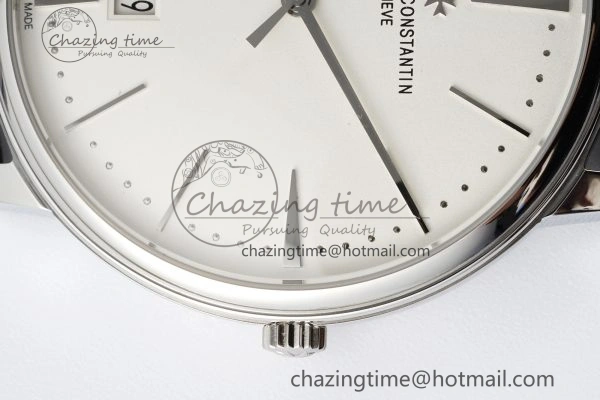 Patrimony Date SS PPF 1:1 Best Edition White Dial on Black Leather Strap MIYOTA 9015