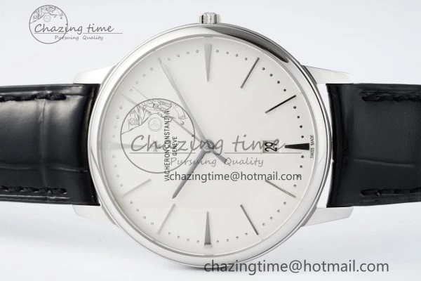 Patrimony Date SS PPF 1:1 Best Edition White Dial on Black Leather Strap MIYOTA 9015