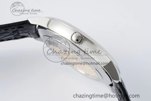Patrimony Date SS PPF 1:1 Best Edition White Dial on Black Leather Strap MIYOTA 9015