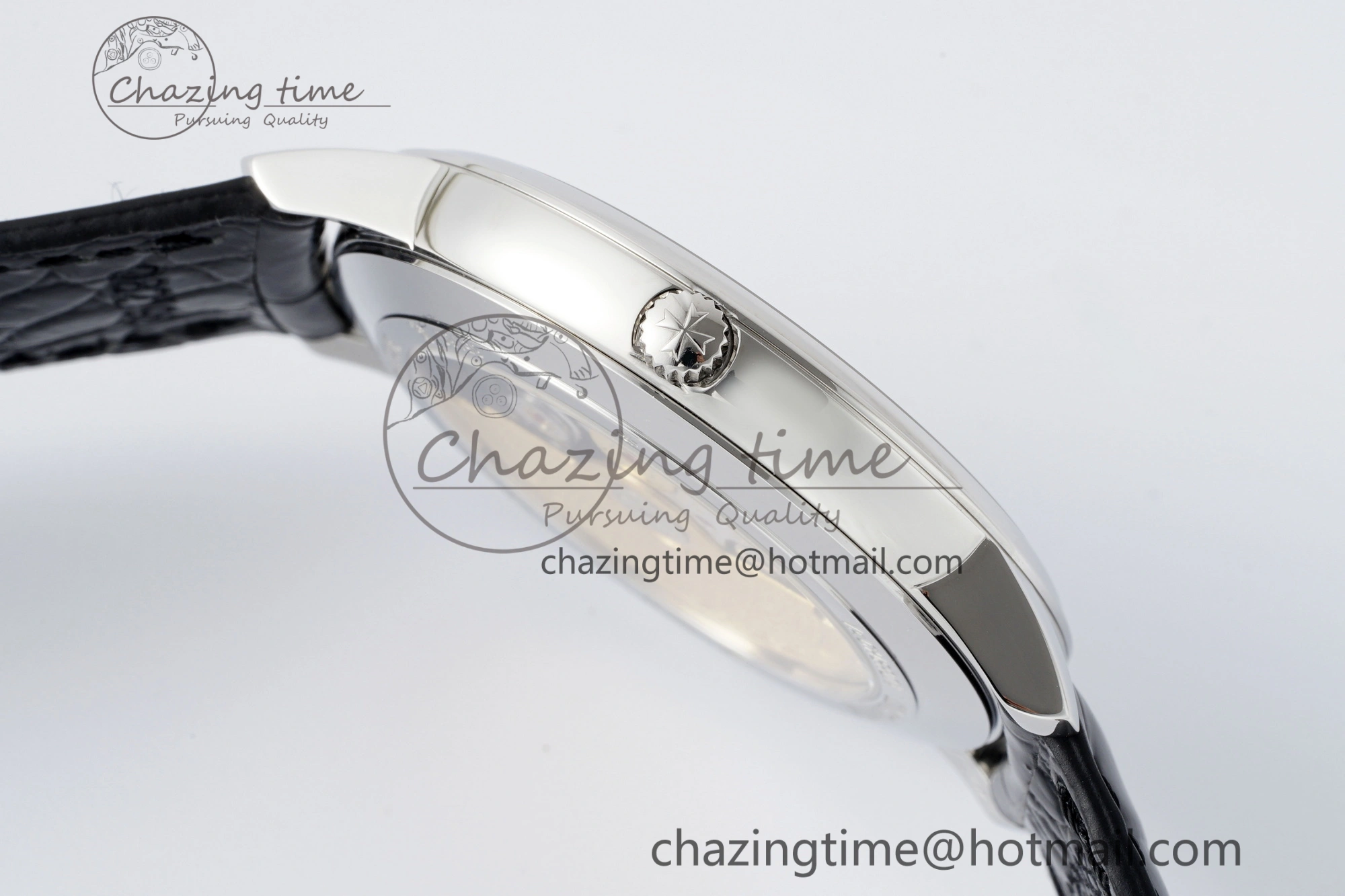 Patrimony Date SS PPF 1:1 Best Edition White Dial on Black Leather Strap MIYOTA 9015