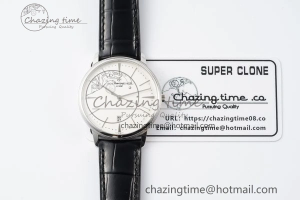 Patrimony Date SS PPF 1:1 Best Edition White Dial on Black Leather Strap MIYOTA 9015