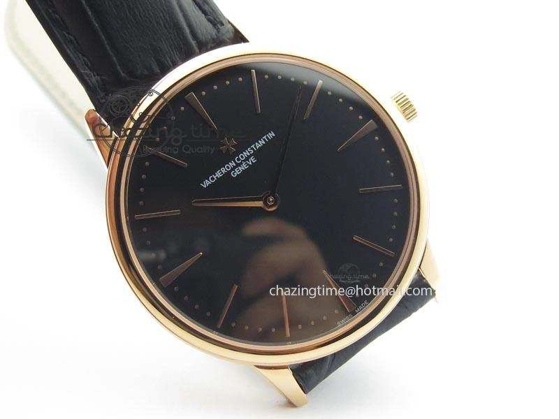 Patrimony RG Best Edition Black Dial On Black Leather Strap Swiss Ref.7045