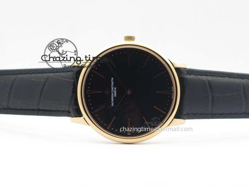 Patrimony RG Best Edition Black Dial On Black Leather Strap Swiss Ref.7045