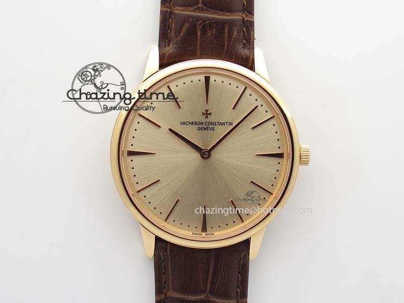 Patrimony RG Best Edition Gold Dial On Brown Leather Strap Swiss Ref.7045