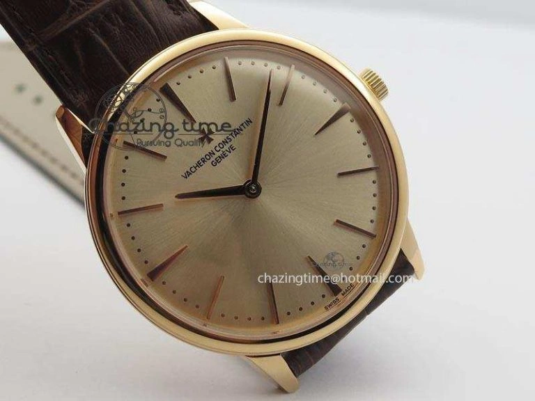 Patrimony RG Best Edition Gold Dial On Brown Leather Strap Swiss Ref.7045